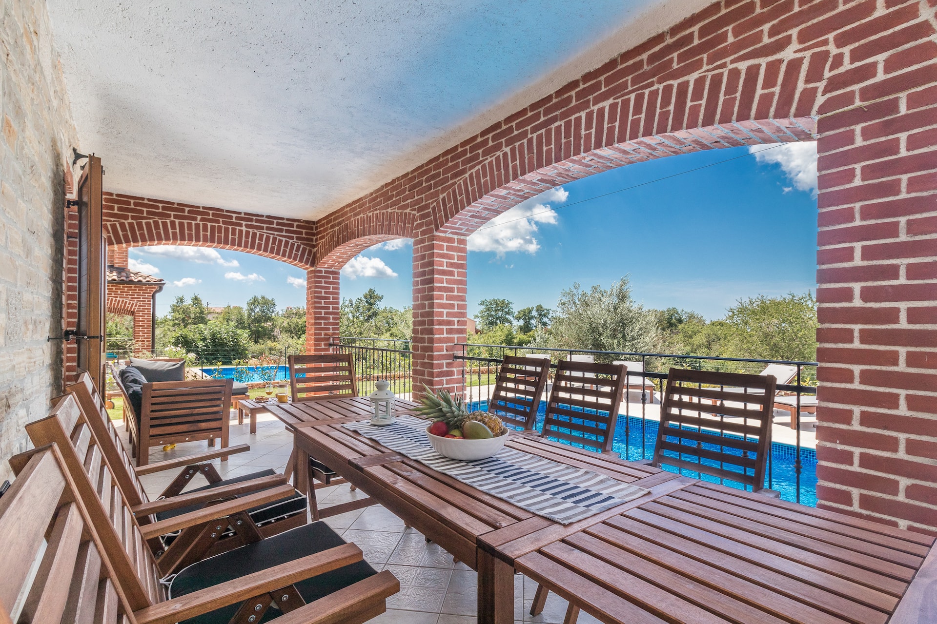 Covered terrace overlooking Villa Ingrid’s private pool